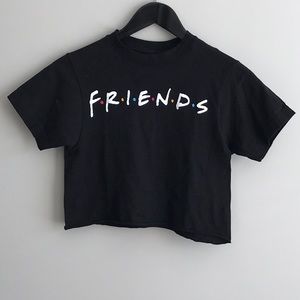 Friends Crop T-shirt- Black- Size XS/S
